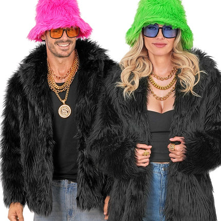 Cappotto di pelliccia in peluche nero