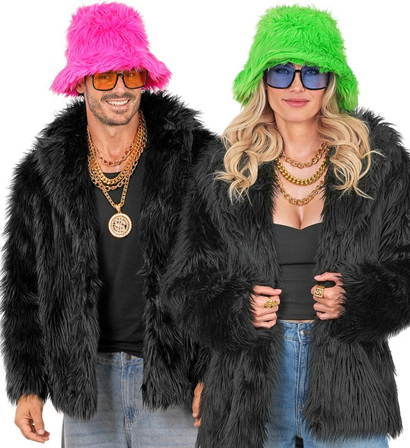 Cappotto di pelliccia in peluche nero