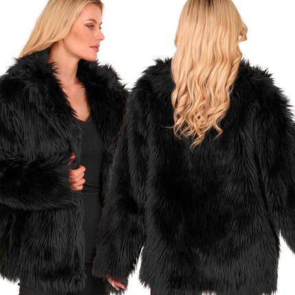 Cappotto di pelliccia in peluche nero