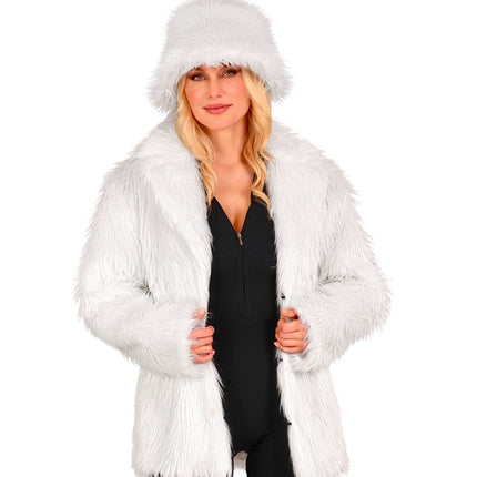 Cappotto di pelliccia in peluche bianco