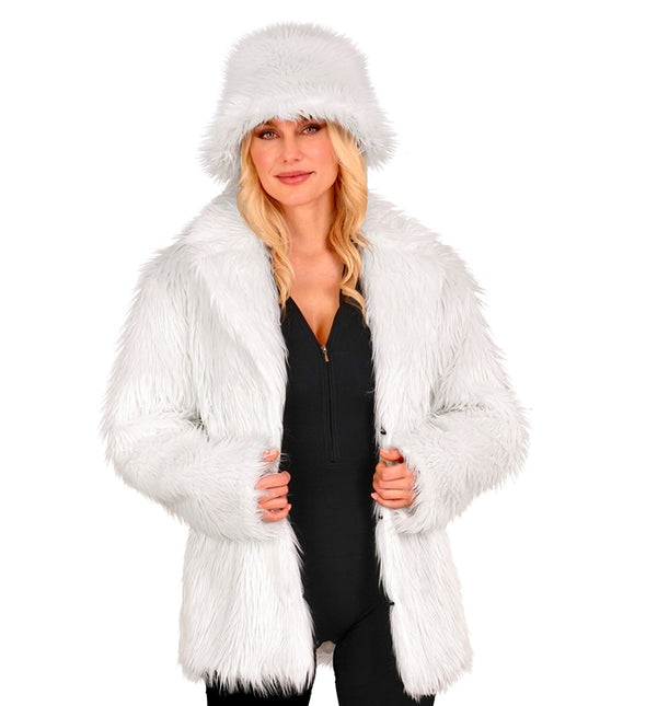 Cappotto di pelliccia in peluche bianco