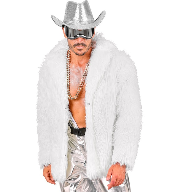 Cappotto di pelliccia in peluche bianco