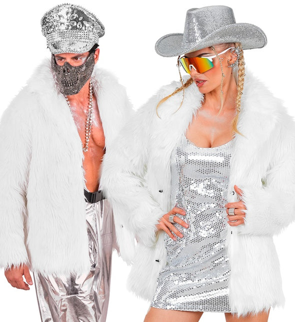 Cappotto di pelliccia in peluche bianco