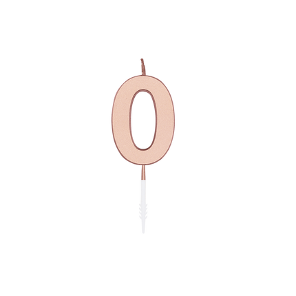 Candela "0 anni" in oro rosa metallizzato, 4,5 cm