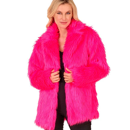 Cappotto di pelliccia Plush Rosa Neon