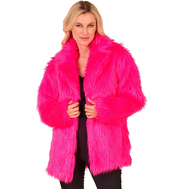 Cappotto di pelliccia Plush Rosa Neon