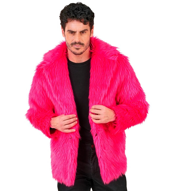 Cappotto di pelliccia Plush Rosa Neon