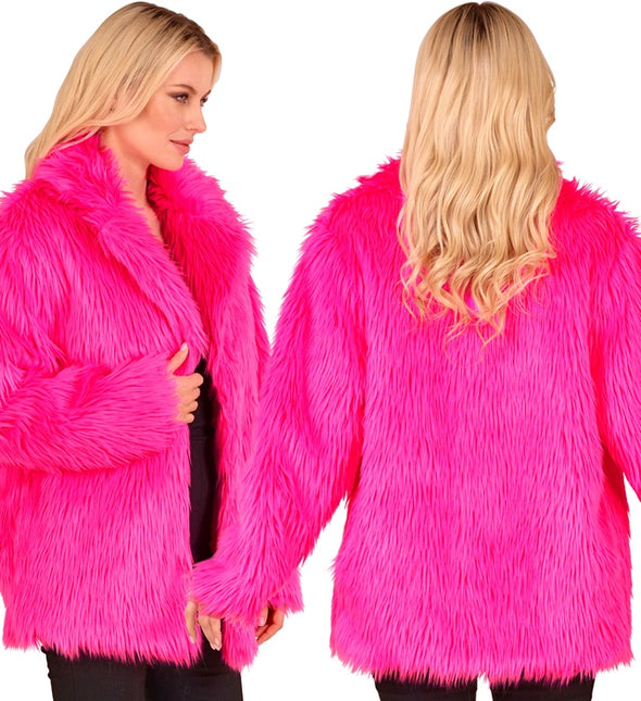 Cappotto di pelliccia Plush Rosa Neon