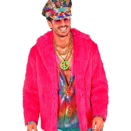Cappotto di pelliccia Plush Rosa Neon