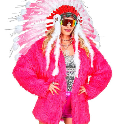 Cappotto di pelliccia Plush Rosa Neon