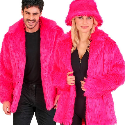 Cappotto di pelliccia Plush Rosa Neon