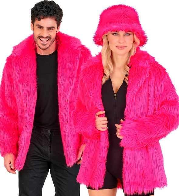 Cappotto di pelliccia Plush Rosa Neon