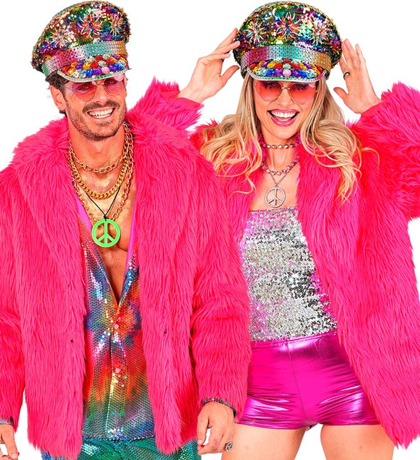 Cappotto di pelliccia Plush Rosa Neon