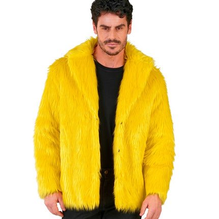 Cappotto di pelliccia in peluche giallo