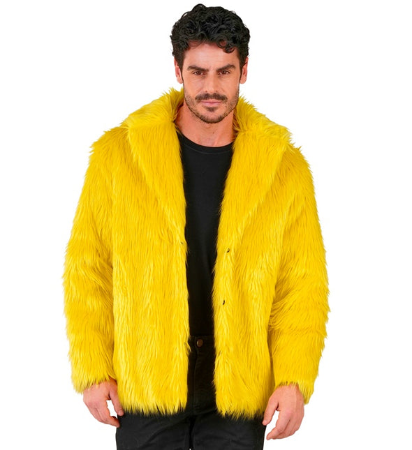 Cappotto di pelliccia in peluche giallo