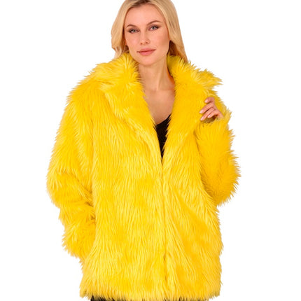 Cappotto di pelliccia in peluche giallo