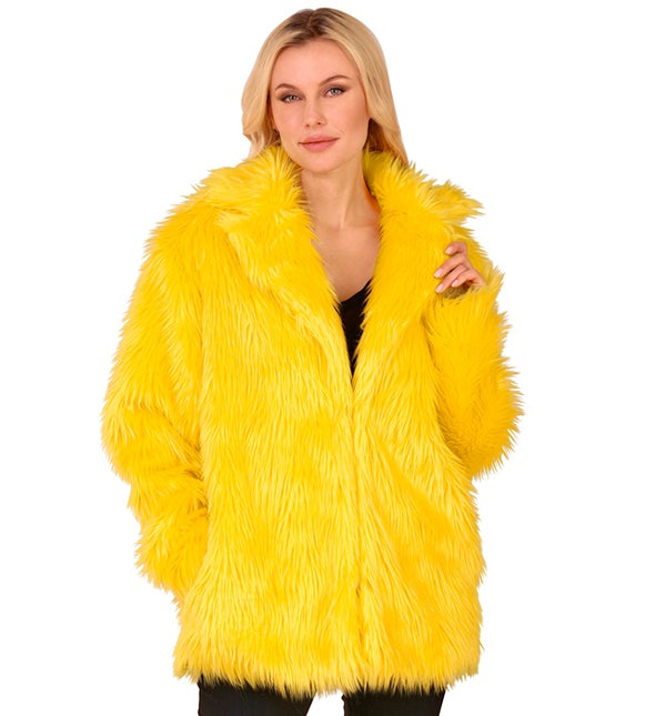 Cappotto di pelliccia in peluche giallo