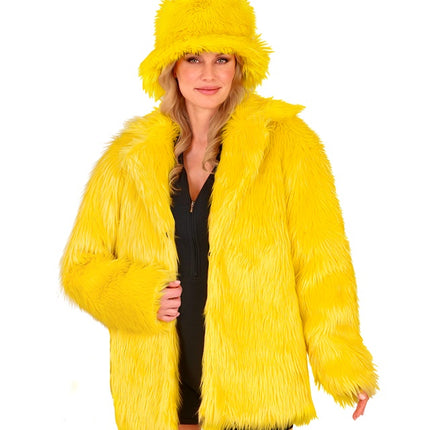 Cappotto di pelliccia in peluche giallo
