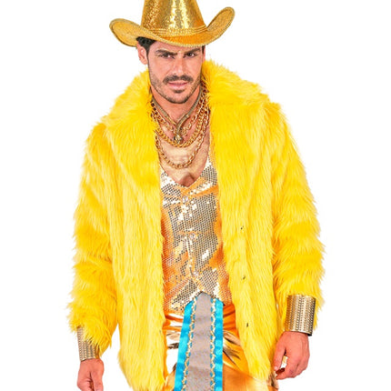 Cappotto di pelliccia in peluche giallo