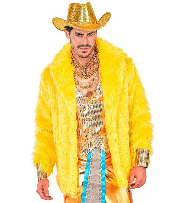 Cappotto di pelliccia in peluche giallo
