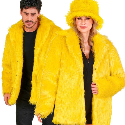 Cappotto di pelliccia in peluche giallo