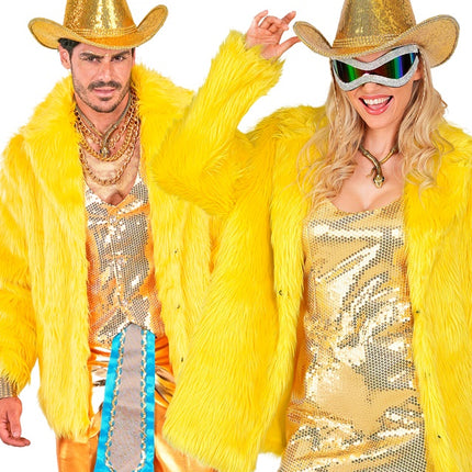 Cappotto di pelliccia in peluche giallo