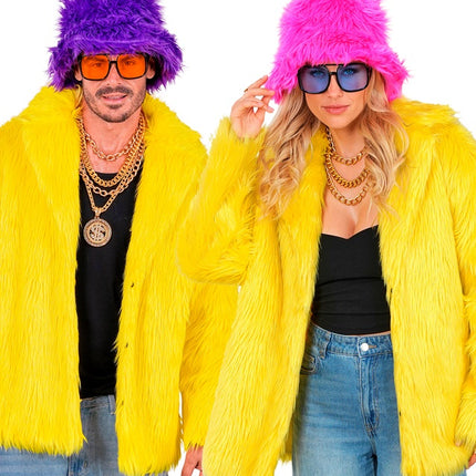 Cappotto di pelliccia in peluche giallo