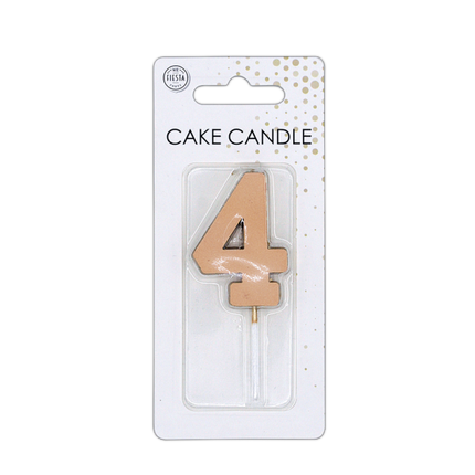 Candela "4 anni" in oro rosa metallizzato, 4,5 cm