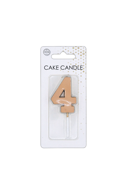 Candela "4 anni" in oro rosa metallizzato, 4,5 cm