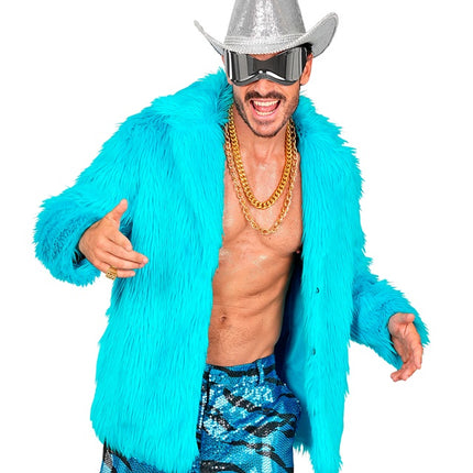 Cappotto di pelliccia Plush Turchese