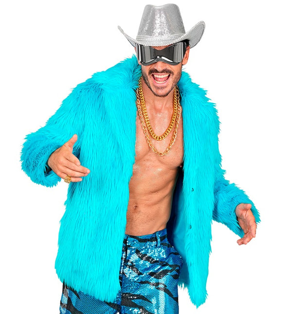 Cappotto di pelliccia Plush Turchese