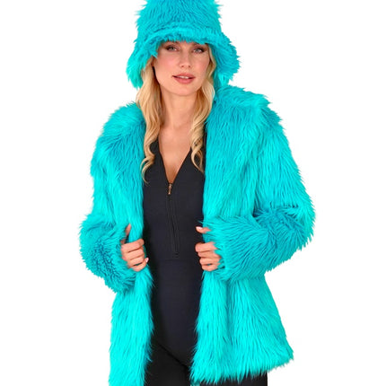 Cappotto di pelliccia Plush Turchese