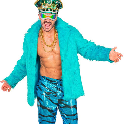 Cappotto di pelliccia Plush Turchese