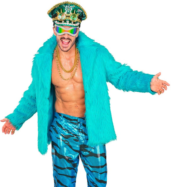 Cappotto di pelliccia Plush Turchese