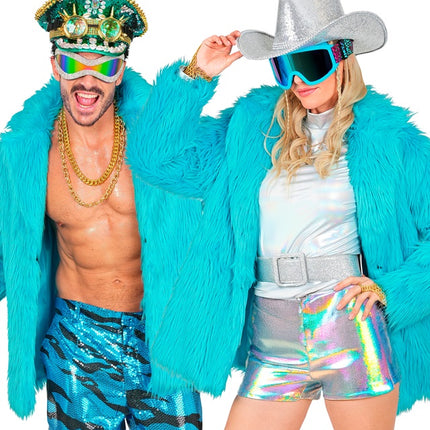 Cappotto di pelliccia Plush Turchese