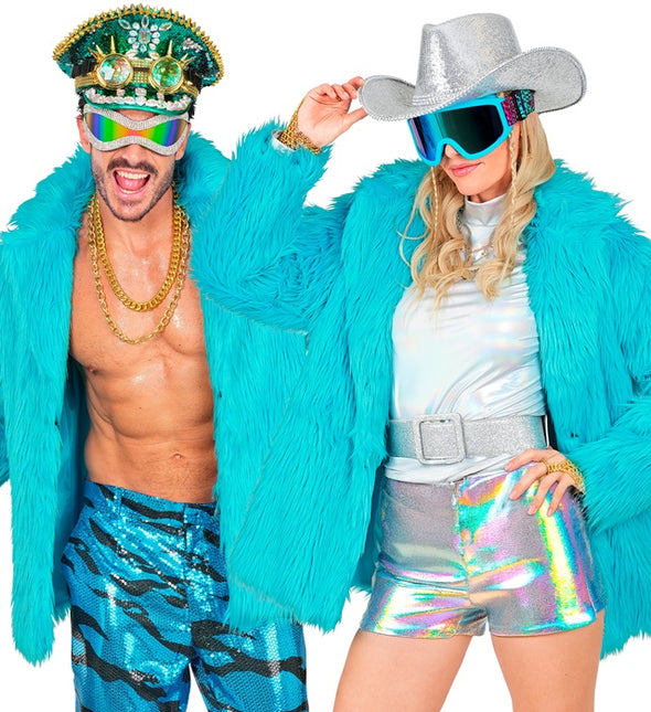 Cappotto di pelliccia Plush Turchese