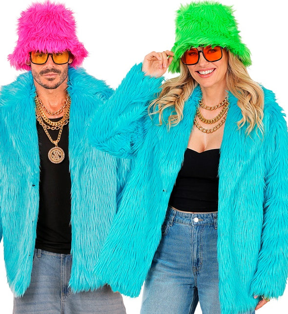 Cappotto di pelliccia Plush Turchese