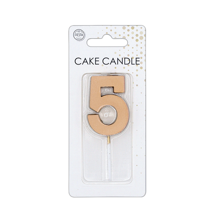 Candela “5 anni” in oro rosa metallizzato, 4,5 cm