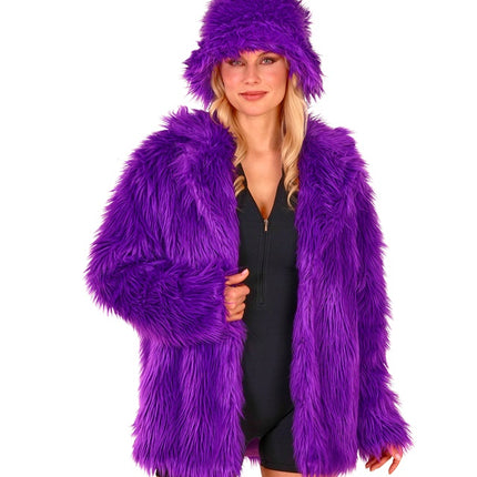 Cappotto di pelliccia in peluche viola