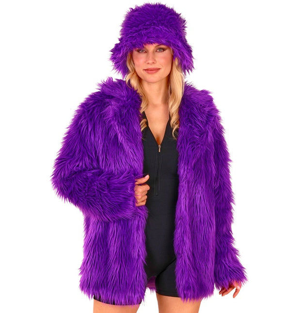 Cappotto di pelliccia in peluche viola