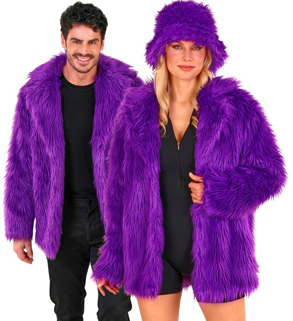 Cappotto di pelliccia in peluche viola