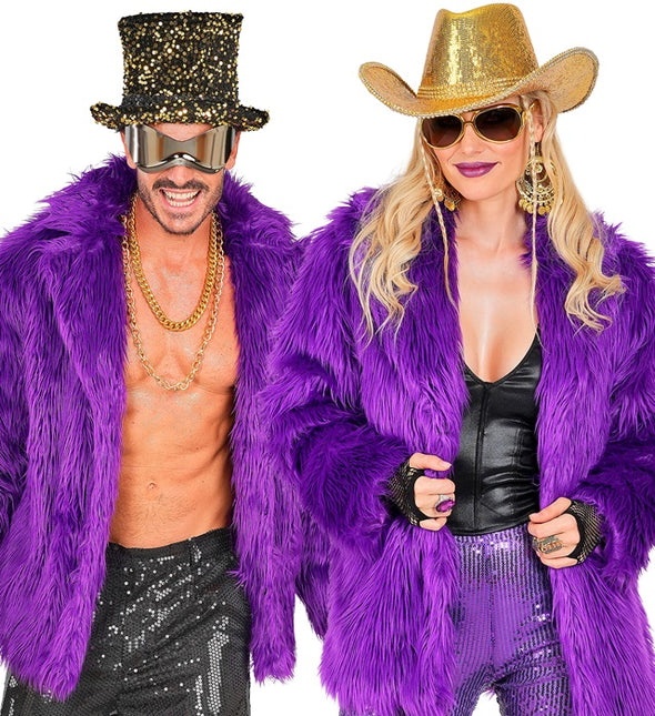 Cappotto di pelliccia in peluche viola