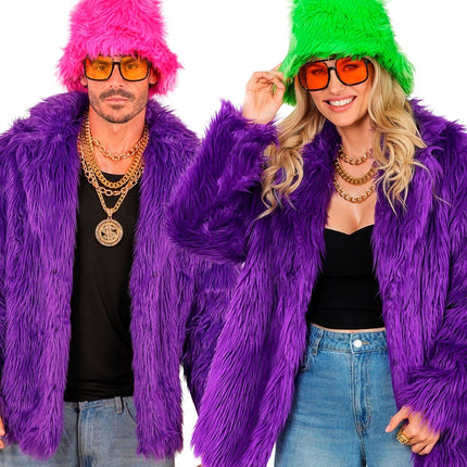 Cappotto di pelliccia in peluche viola