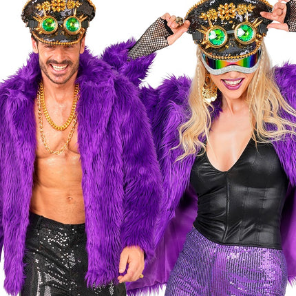 Cappotto di pelliccia in peluche viola