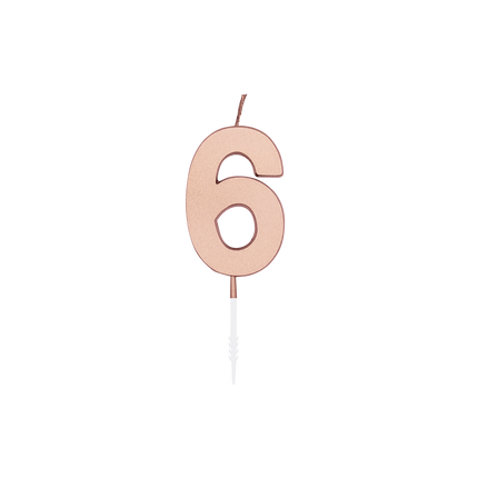 Candela “6 anni” in oro rosa metallizzato, 4,5 cm