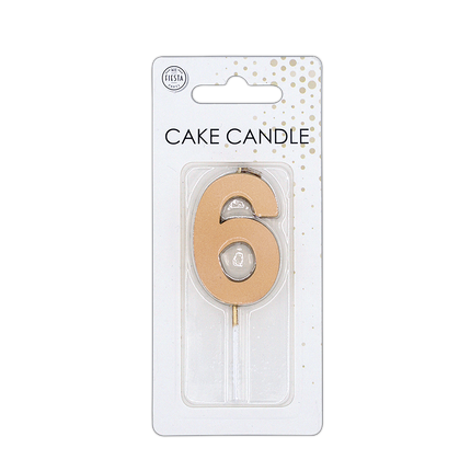Candela “6 anni” in oro rosa metallizzato, 4,5 cm
