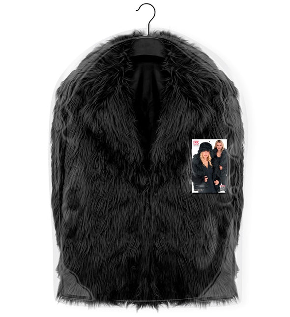 Cappotto di pelliccia in peluche da donna nero