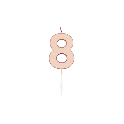 Candela "8 anni" in oro rosa metallizzato, 4,5 cm