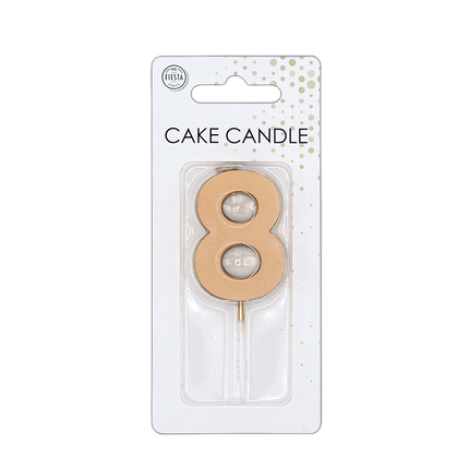 Candela "8 anni" in oro rosa metallizzato, 4,5 cm