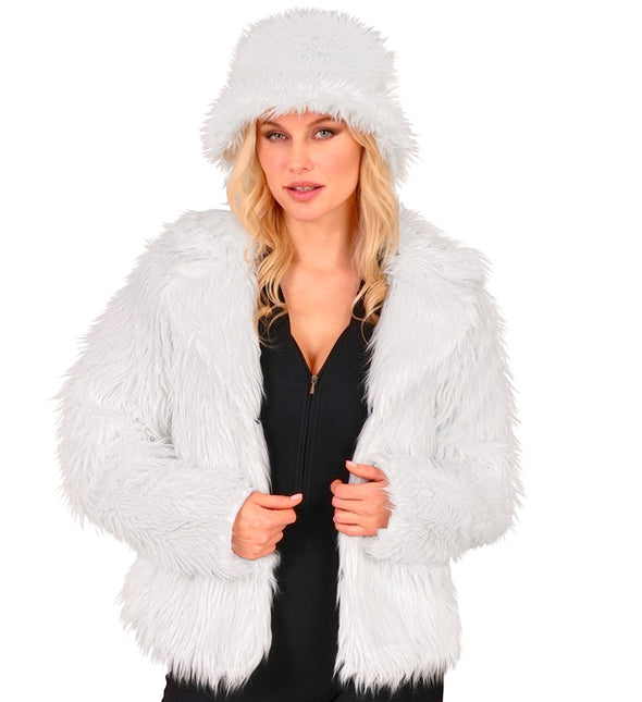 Cappotto di pelliccia da donna Plush White